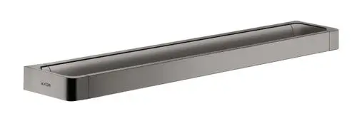 Badetuchhalter in schmaler, rechteckiger Form aus poliertem Schwarzchrom, mit dezentem AXOR-Logo an der Seite, zur Wandmontage geeignet.